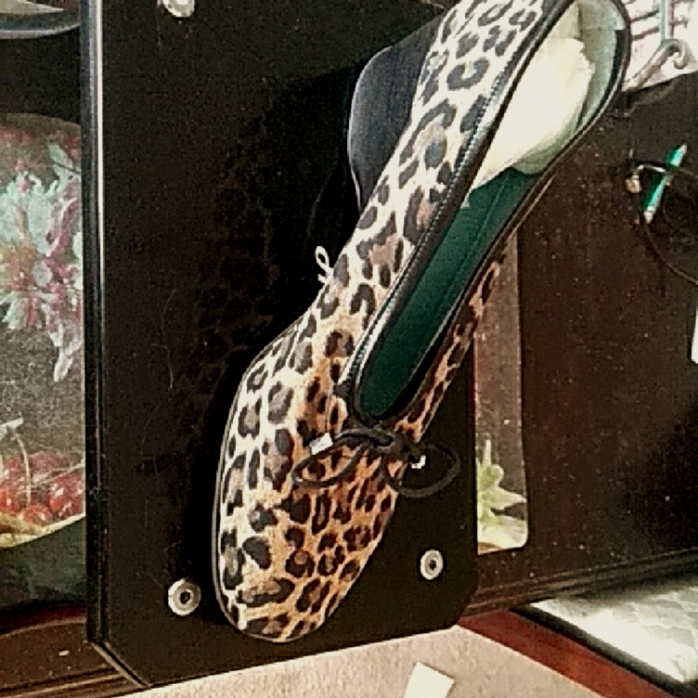 Brown and Black Wedge with Leopard Print